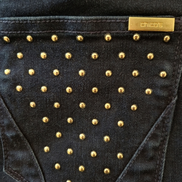 Chico's So Slimming Straight Leg Studded Pocket Jeans Chico's Size 00 - Picture 9 of 13